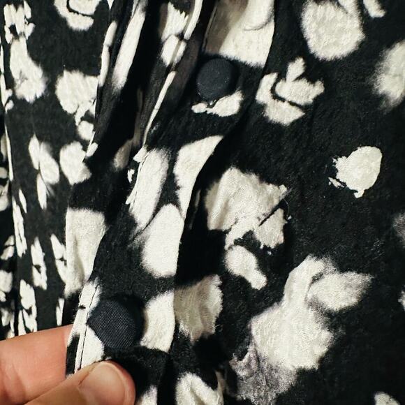 Ted Baker Black White Wilmy Longline Neck Bow Button Up Midi Dress Size 2 - Picture 13 of 16